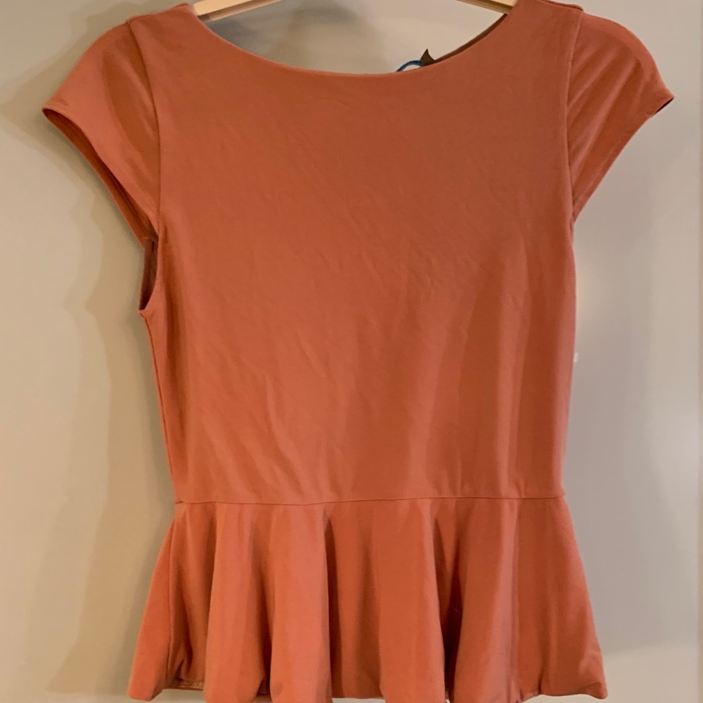 Alice+Olivia velvet Coral peplum zip-back top M